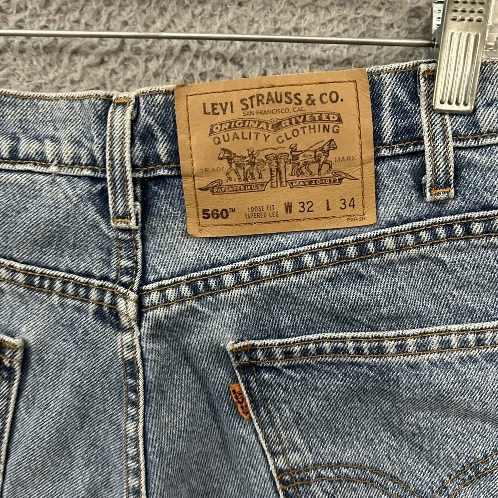 Vintage Levis Jeans Mens 32x34 Blue Denim 560 Comfort Loose Orange Tab 90s